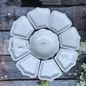 Bộ đĩa cánh hoa mặt trời men trắng trơn 10 người ăn